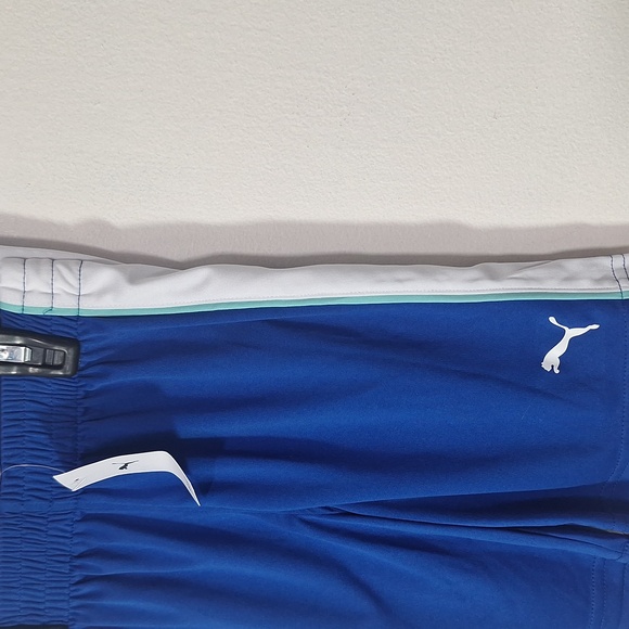 Puma Kids Tee Tank Shorts Set White and Blue Logo 3 Piece Set - Picture 7 of 11